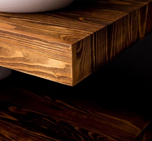 Blat de baie dublu lemn masiv Magic Pine, suspendat, 120 x 50 x 10 cm - Img 3