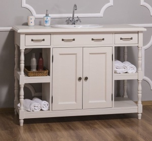 Masca lavoar Shabby Chic lemn masiv, 2 usi si 2 sertare, 128 x 54 x 91 cm - Img 3
