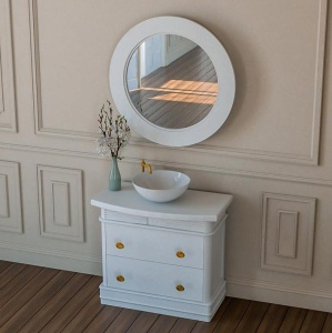 Set Masca Lavoar + Oglinda Marsilia, Lemn Masiv + MDF, L 90 x H 80 cm - Img 2