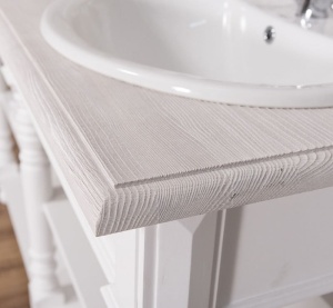 Masca de baie dubla Shabby Chic tip consola lemn masiv, 150 x 54 x 90 cm - Img 2