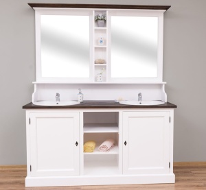 Set mobilier de baie dublu Kavaler lemn masiv, 174 x 60 x 210 cm - Img 1