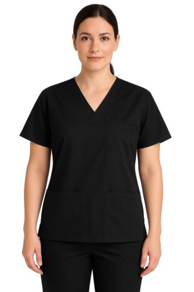 Bluza medicala unisex neagra - Img 2