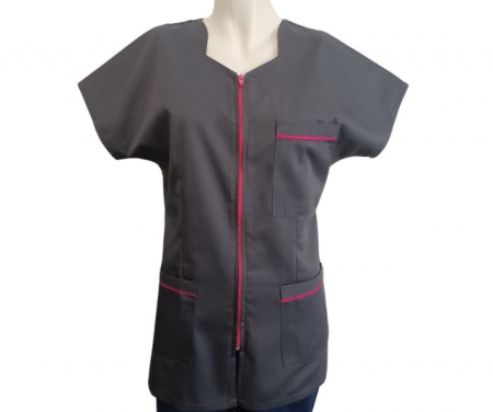 Grey/Fuchsia zippered gown