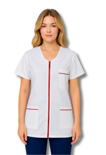 White/Red zippered gown - Img 2