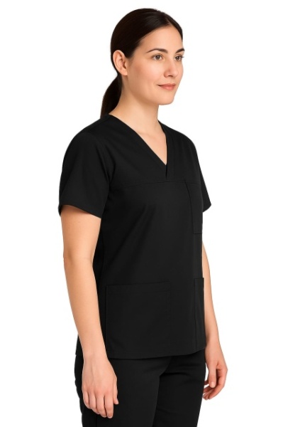 Bluza medicala unisex neagra - Img 3