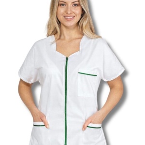 White/Green zippered gown