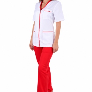 Bluza dama alba cu insertii rosii - Img 3