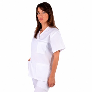 Bluza medicala unisex alba - Img 2