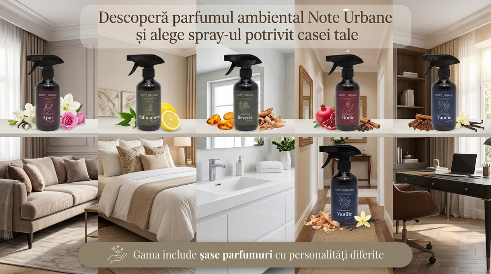 Parfum ambiental și spray-uri din gama Note Urbane de la Aroma Land