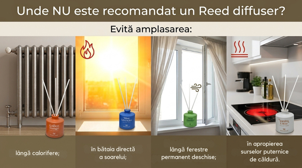 Amplasare Reed diffuser pentru eficienta in parfumare