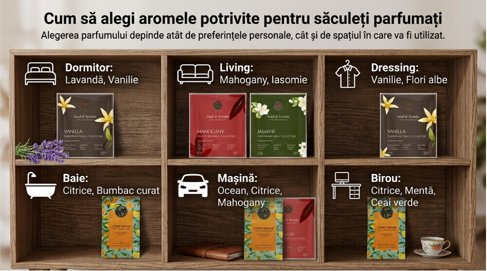 Saculeti parfumati in functie de rolul camerei