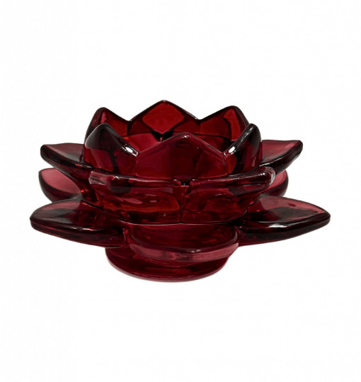 Suport Candelă Sticlă Red Lotus, 5x12cm