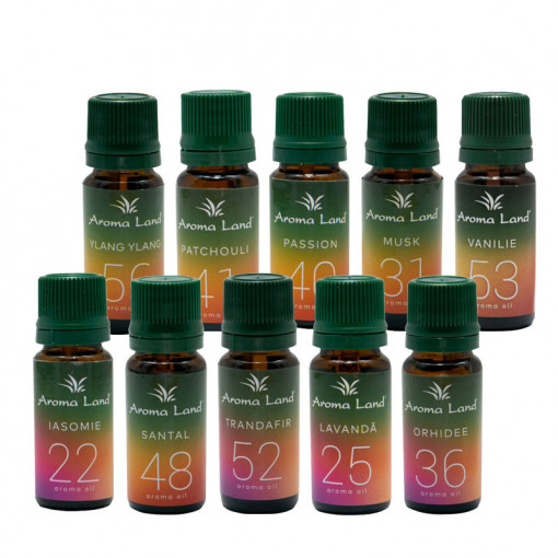 Pachet 10 uleiuri aromaterapie Romance, Aroma Land, 10 ml