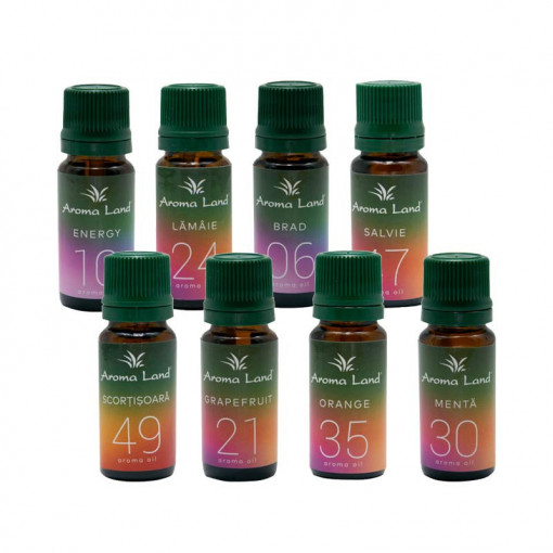 Set 8 uleiuri aromaterapie Energy, Aroma Land, 10 ml