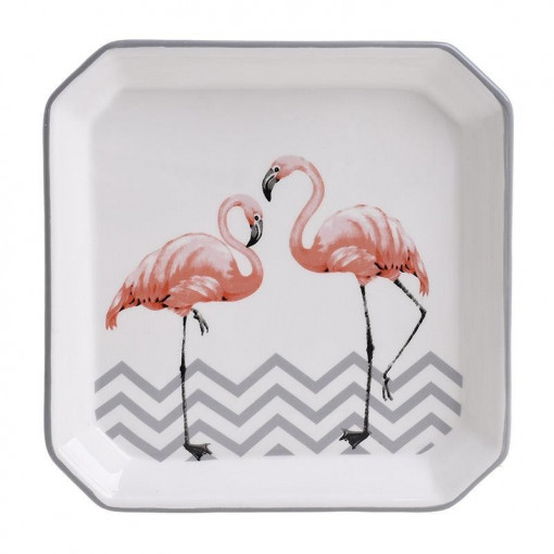 Platou Decorativ Flamingo, 18x18x3cm