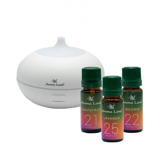 Pachet aromaterapie Office Confort, Aroma Land, Difuzor + 3 uleiuri