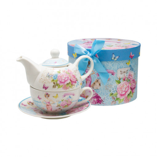 Set Ceai, Ceașcă și Ceainic Pink Flowers, 270ml