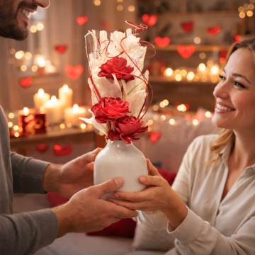 aranjament floral 3 flori trandafir Red ca idee de cadou romantic