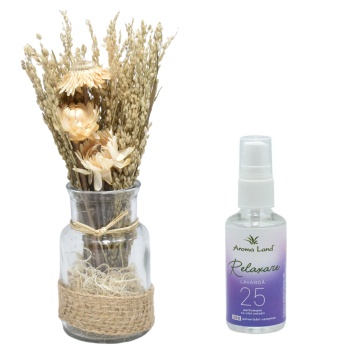 Aranjament floral Alb + cadou spray ambiental Lavanda
