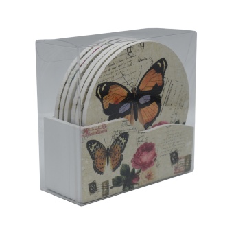 suport pahar Butterflies cu imprimeu artistic retro