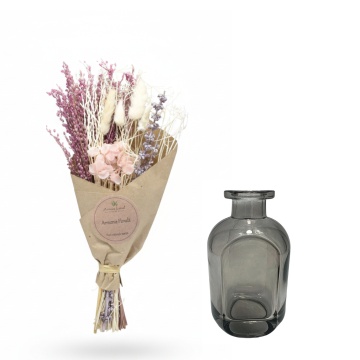 set cadou aranjament floral Mini Bouquet Pink cu vaza decorativă Gri Inchis