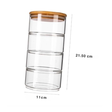 Set de 4 Recipiente de Sticla, capac Bambus, 21.50 x 11 cm - Img 4