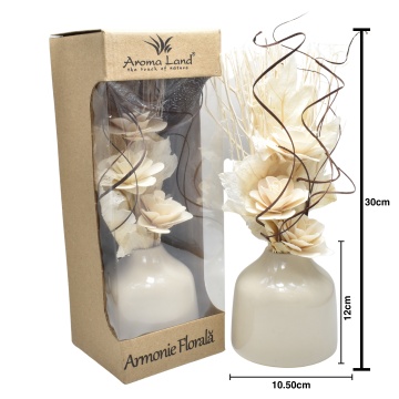 Decor natural premium cu flori din lemn de Sola rezistente in cutie cadou