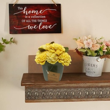 Aranjament floral Sunshine Bliss din lemn de Sola in vaza ceramica pentru cadou elegant