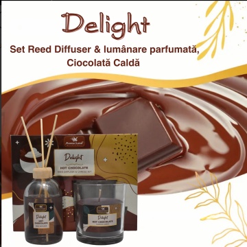 Delight - Set Reed Diffuser & lumânare parfumată, Ciocolata Calda, Aroma Land - Img 2