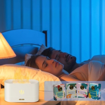 relaxare cu uleiuri esentiale in dormitor cu ajutorul difuzorului electric Flame