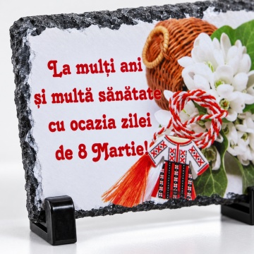 Placă ardezie decorativă - „La mulți ani! 8 Martie”, 14×9 cm - Img 3