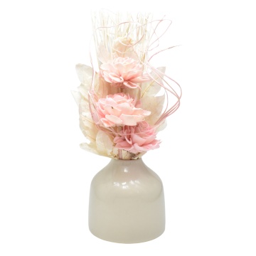 Aranjament floral 3 flori Pink - Trandafir, Aroma Land, H30cm