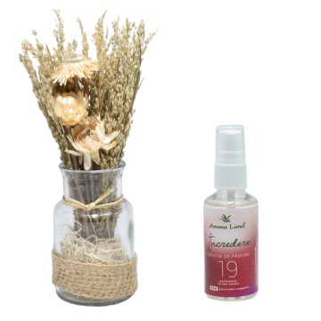Aranjament floral Alb + cadou spray ambiental Incredere - Fructe de Padure
