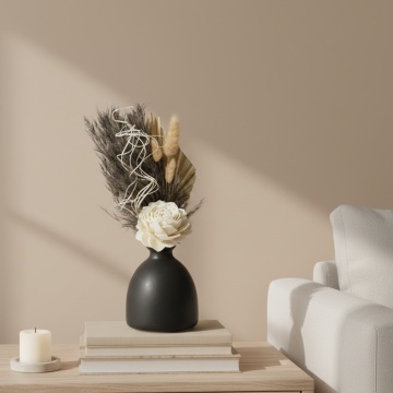 aranjament floral Gray Elegance cu ghiveci ceramic pentru decor interior