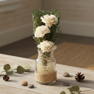 aranjament floral din lemn de Sola Natur in vas de sticla transparent