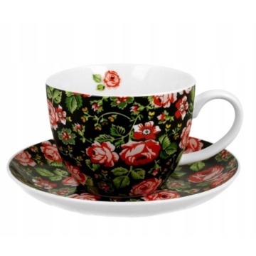 ceașcă cu farfurie model floral pentru cafea