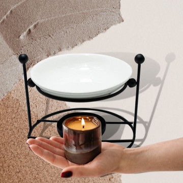 difuzor aromaterapie negru ceramica cu picior metalic