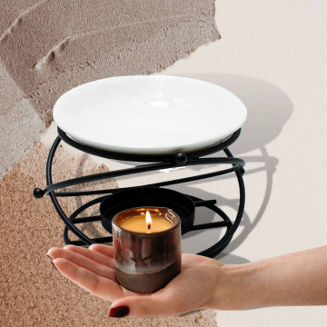 difuzor aromaterapie negru modern ceramica cu picior metalic