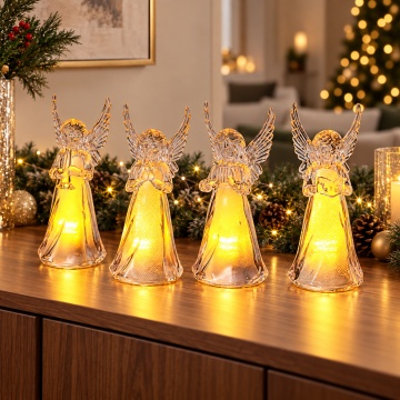 Figurină Înger Decorativ cu LED, Lumină Caldă, Acril transparent, 4x11.50 cm - Img 5