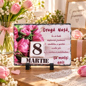 Placă ardezie decorativă - „Dragă Nașă …”, 8 Martie, 19×14 cm - Img 7