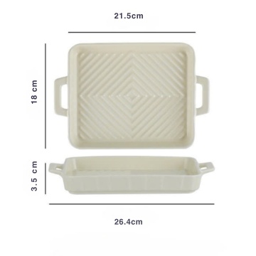 Tava ceramica pentru servire si copt, alba, 25,7 × 17,8 cm - Img 3