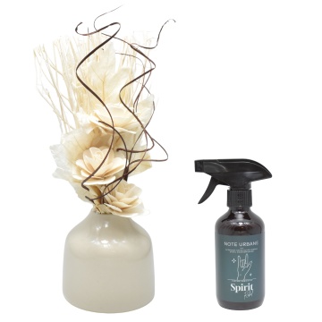Aranjament floral 3 flori Natur + spray cadou Spirit Rebel din gama Note Urbane