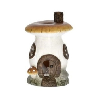Candela ciuperca din ceramica cu led, 14cm
