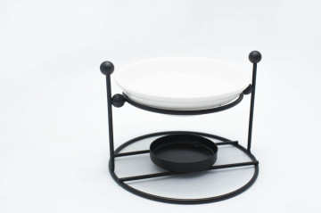 difuzor aromaterapie negru ceramica cu picior metalic