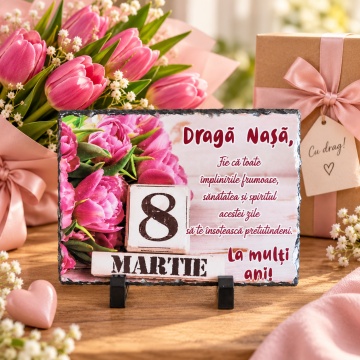 Placă ardezie decorativă - „Dragă Nașă …”, 8 Martie, 19×14 cm - Img 4