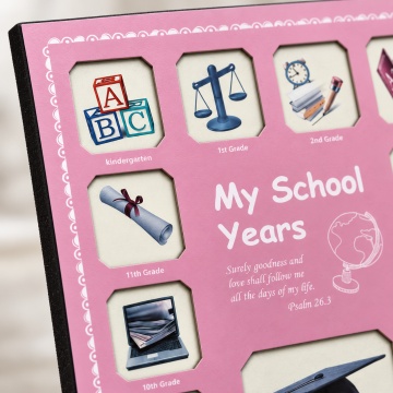 Ramă foto decorativă „My School Years” - Roz, 30x25 cm - Img 3
