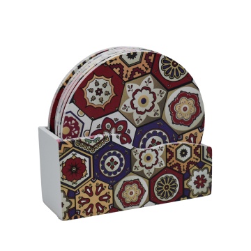 Set 6 Suporturi Pahar Mozaic, MDF, 11.50x10.50 cm