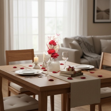 Decor interior sofisticat cu aranjament floral rosu si parfum modern