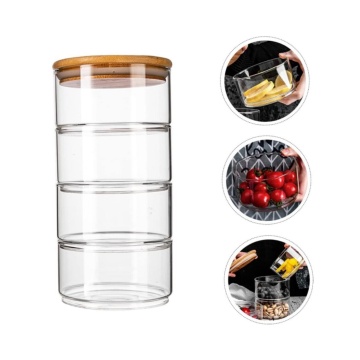 Set de 4 Recipiente de Sticla, capac Bambus, 21.50 x 11 cm - Img 5