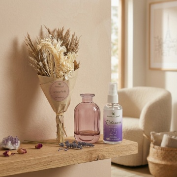 Set Mini Bouquet Natur, Vaza Decorativa si Spray de Camera, 50 ml, Aroma land